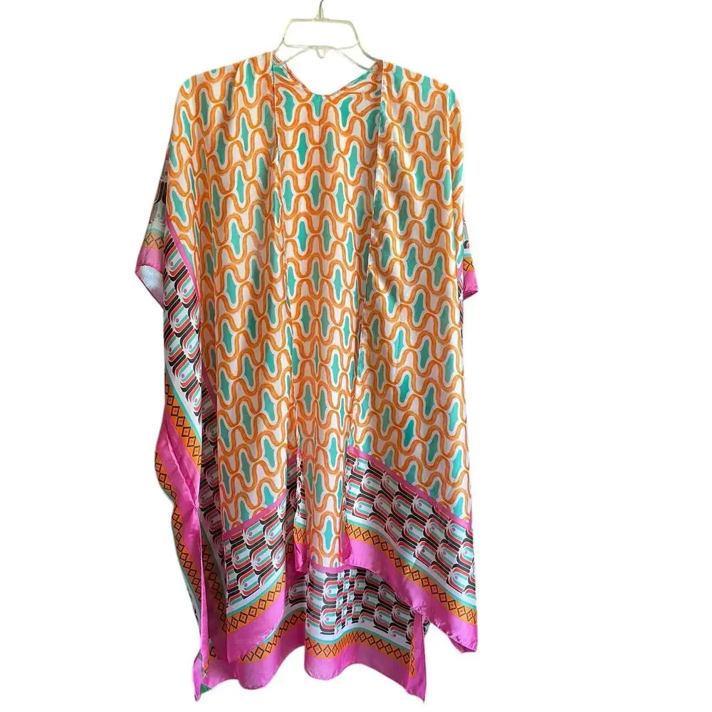 Boho Beach‎ Kimono Cover-Up | Vibrant Multicolor Print | One Size